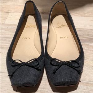Louboutin gray flannel ballet flats